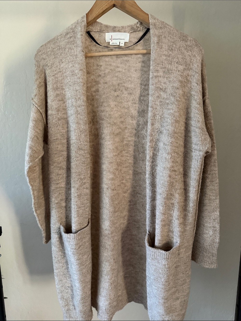 Anthropologie Open-Front Pocket Cardigan Long Cozy S/P